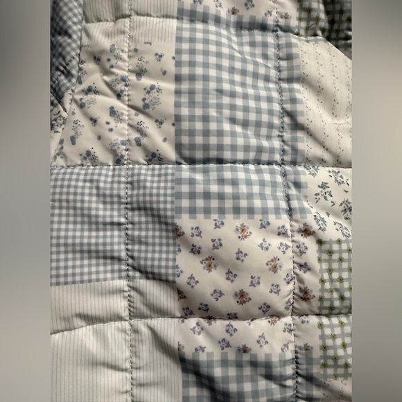 STOOSH Blue Patchwork Quilted Tie-Front Jacket Cottagecore Prairie NWT L - Picture 5 of 6